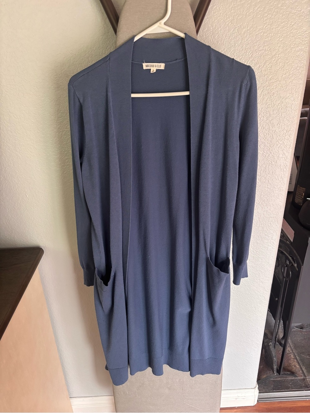 Madewell Blue Open-Front Long Cardigan with Pockets